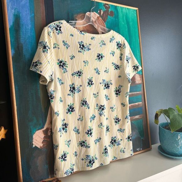 Karen Scott Yellow Floral Short Sleeve Top - Picture 9 of 16